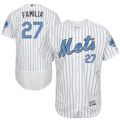 Mets #27 Jeurys Familia White(Blue Strip) Flexbase Authentic Collection Father's Day Stitched MLB Jersey